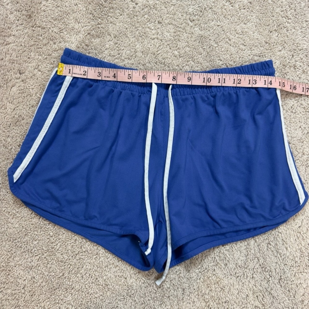 Eye Candy Royal Blue Athletic Dolphin Shorts White Side Stripe Size M Drawstring - Picture 2 of 6